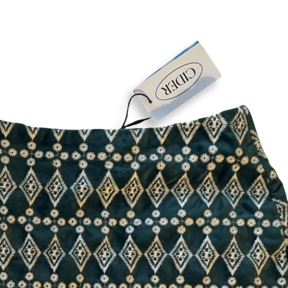 Cider Velvet Green /White Jacquard Printed High Waist Mini Skirt Size Small NWT - Picture 8 of 9